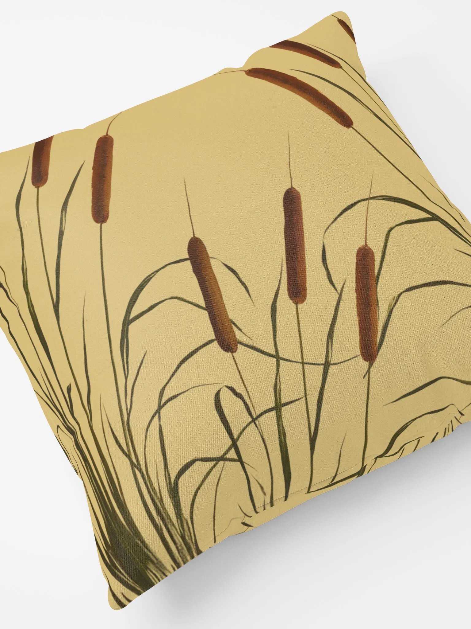 Cattail Serenity In Browns and Greens All-Over Print Pillow product image (4)