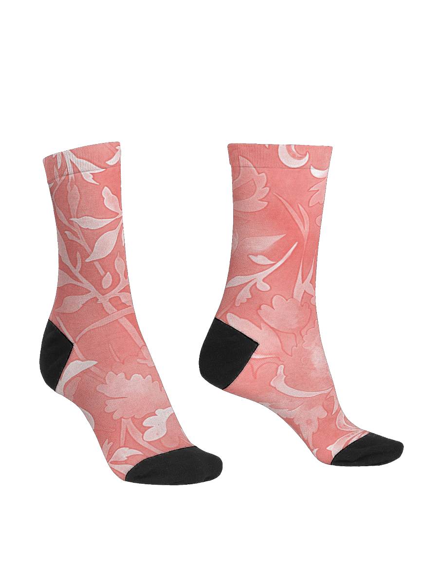 Vintage Floral Pattern Socks – Blush Pink Botanical Crew, Arts & Crafts (William Morris Style) Aesthetic Gift product image (3)