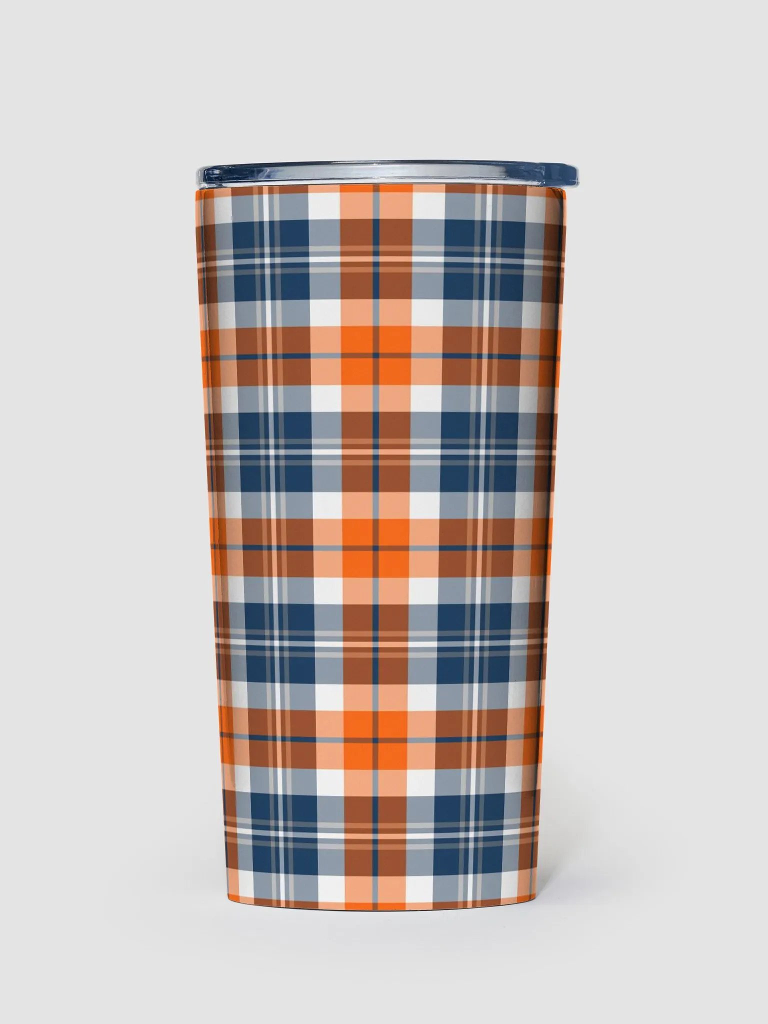 Orange and Blue Sporty Plaid Travel Tumbler product image (2)