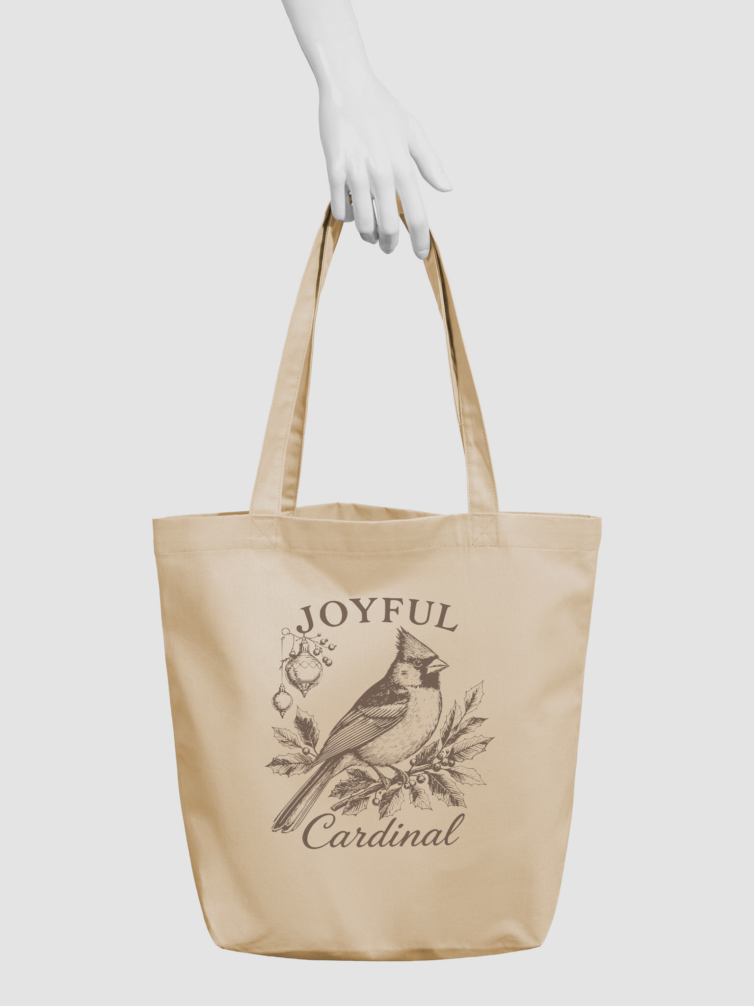 Joyful Cardinal Vintage Christmas Tote Bag product image (3)