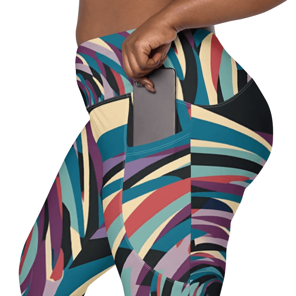 Abstract Lithographic Pattern Design Leggings with pockets - V5 product image (10)