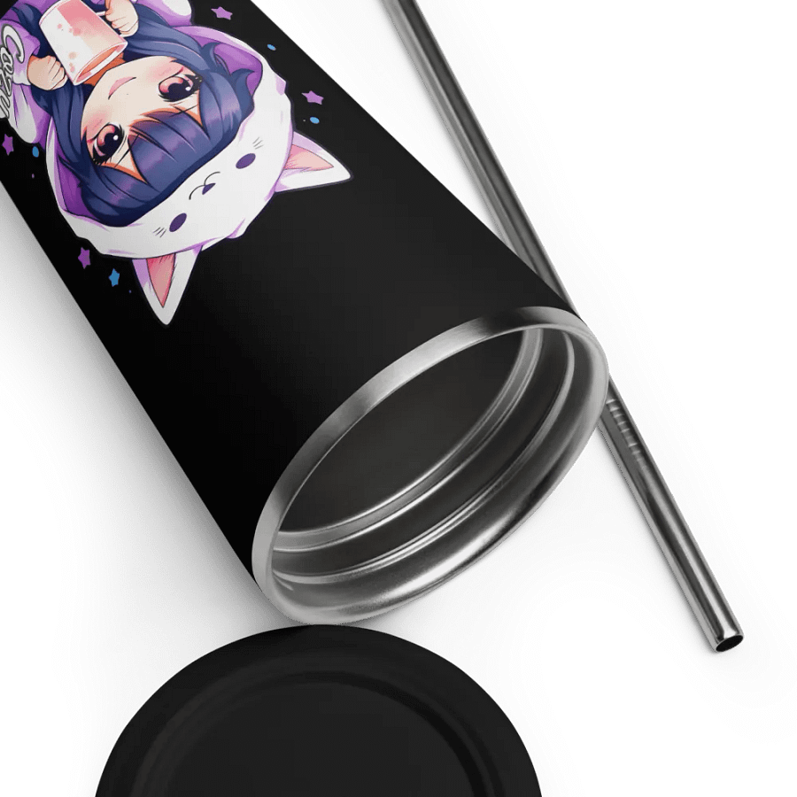 Cozy Kawaii Anime Girl 20 oz Tumbler Cup - Black - Insulated Tumbler with a Straw product image (9)