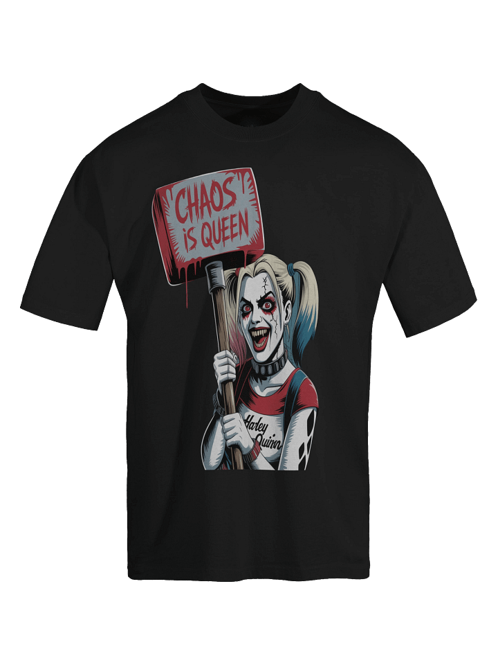 Harley Quinn 'Chaos is Queen' Protest Mallet Oversized Faded T-Shirt product image (1)