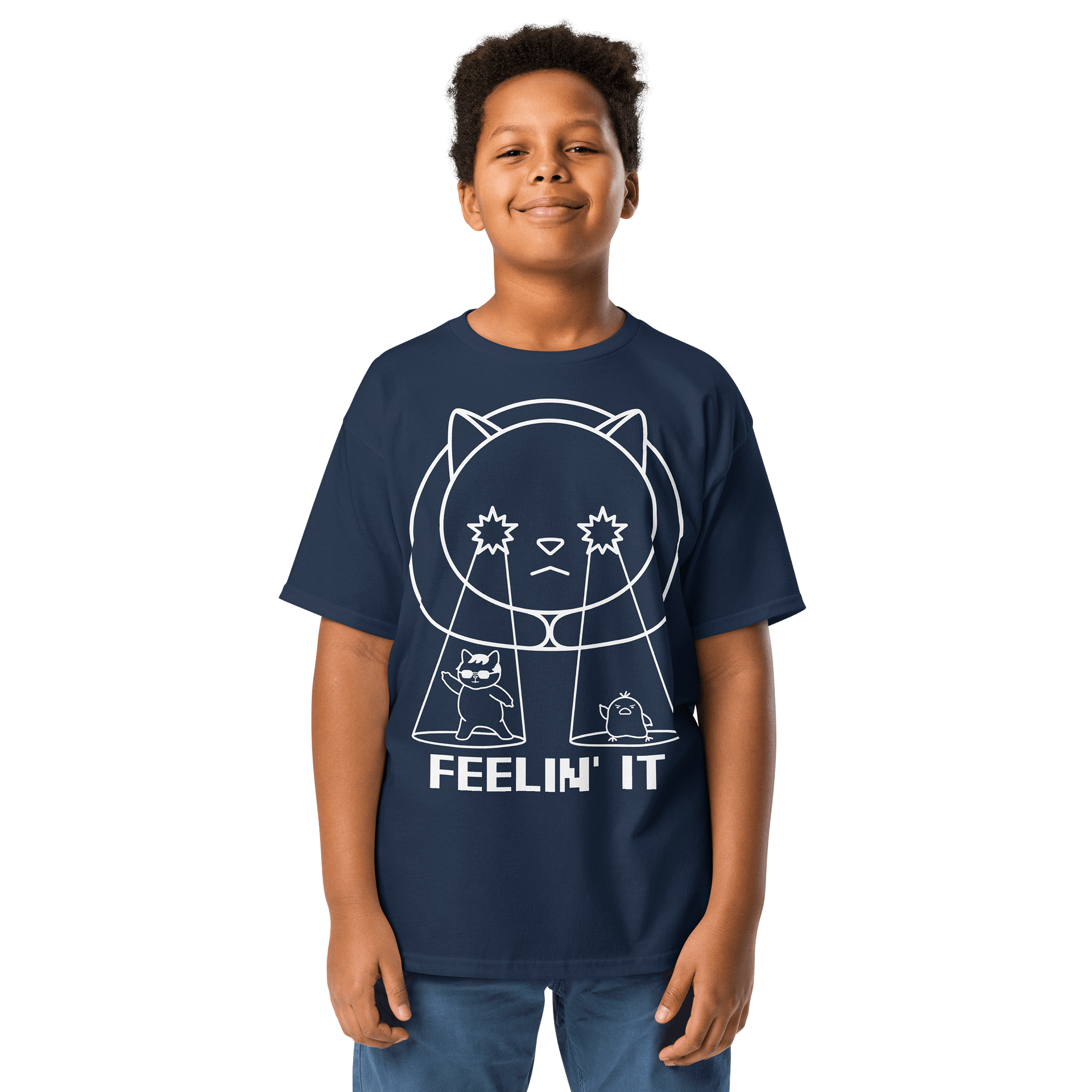 Goromi the Cat in Wig (Surreally Spotlighted Dancing) - Unisex Youth Heavyweight T-shirt product image (1)