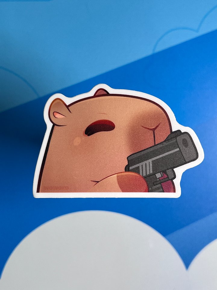 Capybara w/ gun - Baby Peeker - Sticker product image (1)