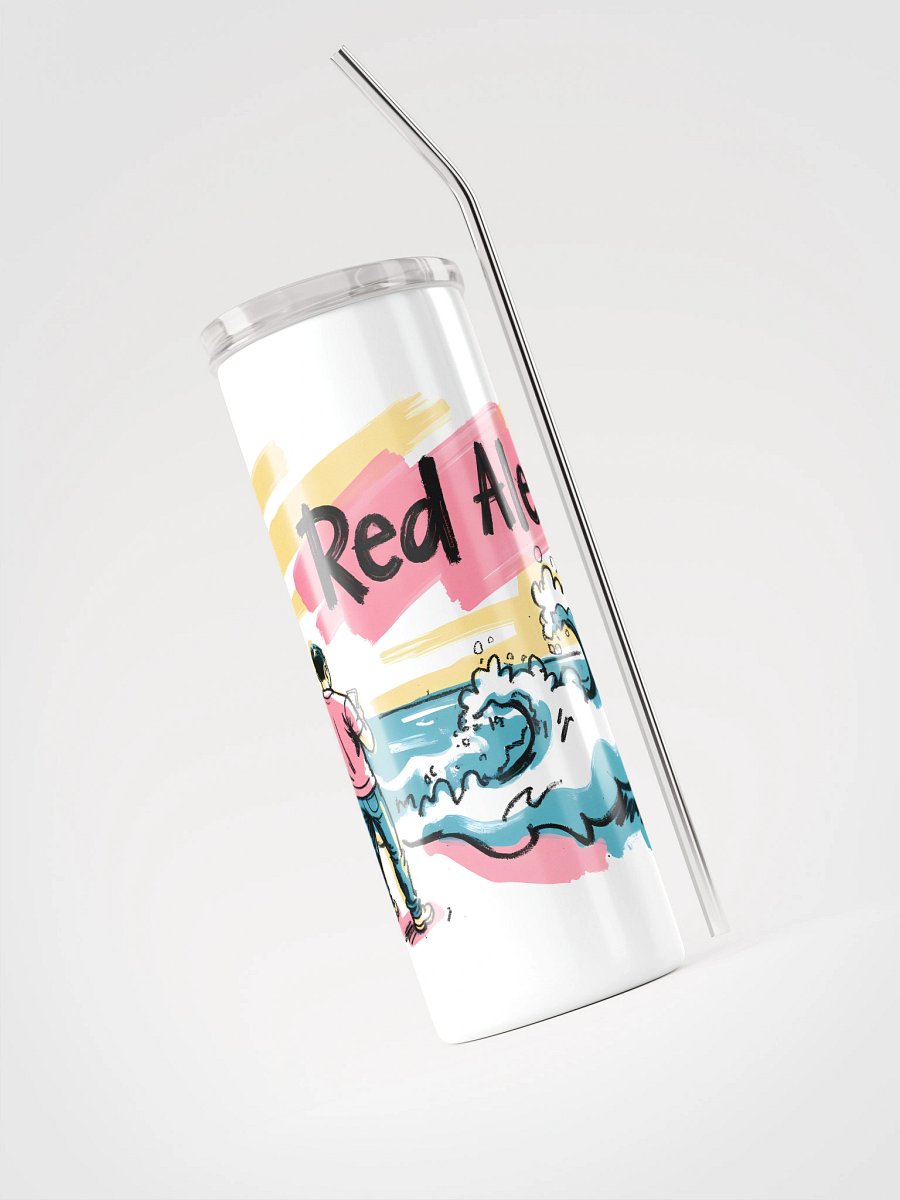 Red Alert Beach Art Print – Sunset Danger Warning Steel Tumbler product image (5)