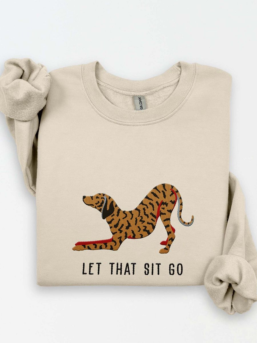 Let That Sit Go Sweatshirt (Embroidered) of a Plott Hound(Tan Brindle) product image (1)