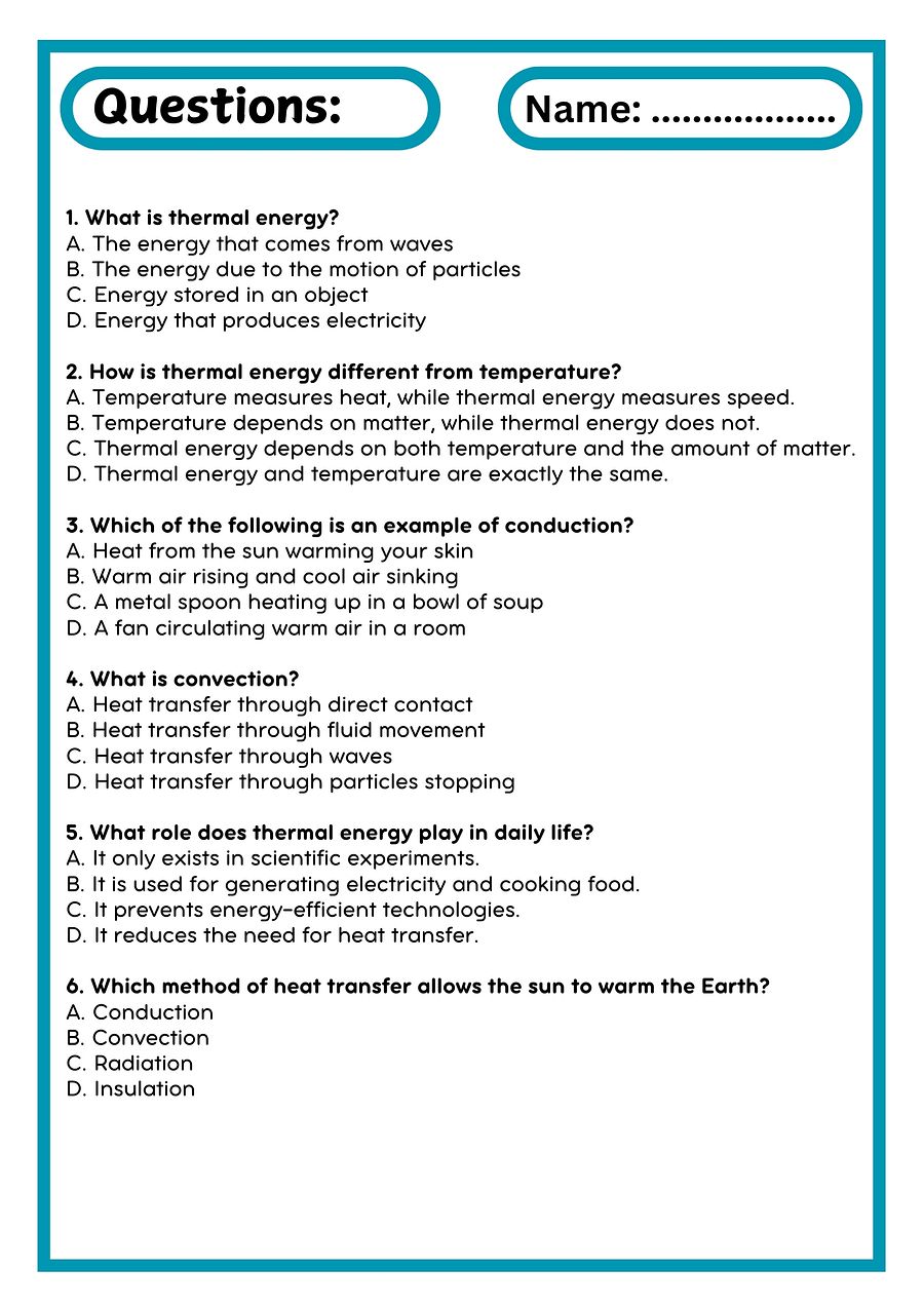 Thermal Energy Reading Passage with Comprehension Questions product image (3)