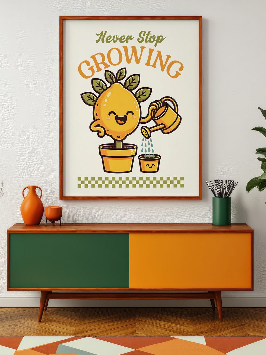 Never Stop Growing Lemon Tree Mascot Inspirational Retro Art Print product image (8)
