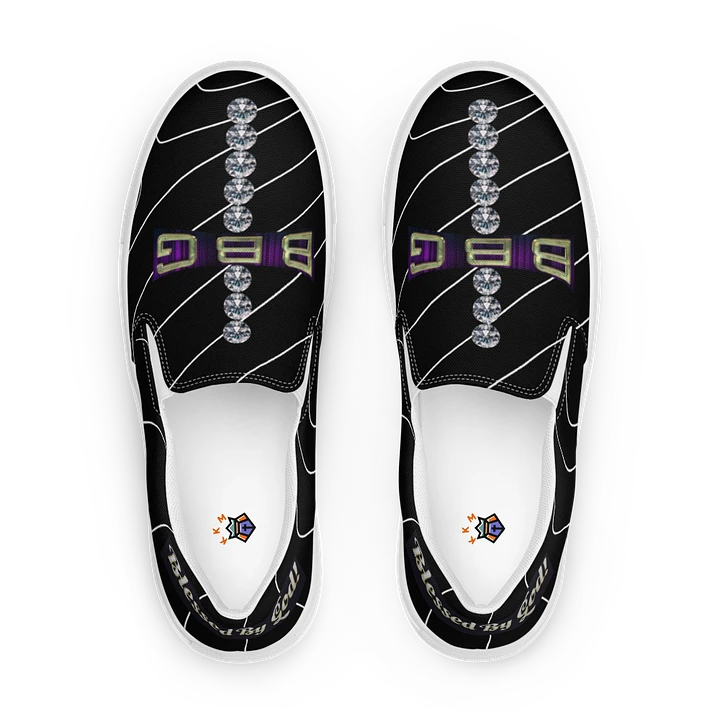 BBG Black Pinstripe Men's Diamond Cross Slip Ons product image (1)