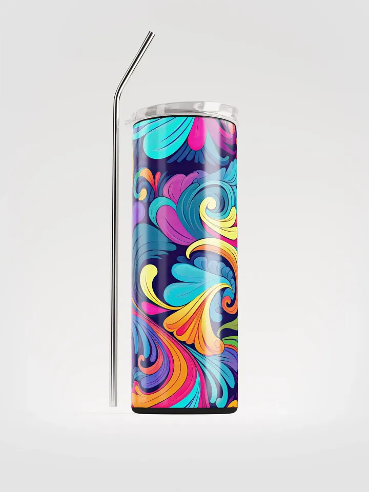 🌈 Funky Rainbow Stainless Steel Tumbler | 20oz Eco-Friendly Cup with Reusable Straw product image (1)