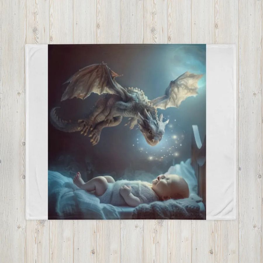 Dragon With Baby Throw Blanket product image (16)