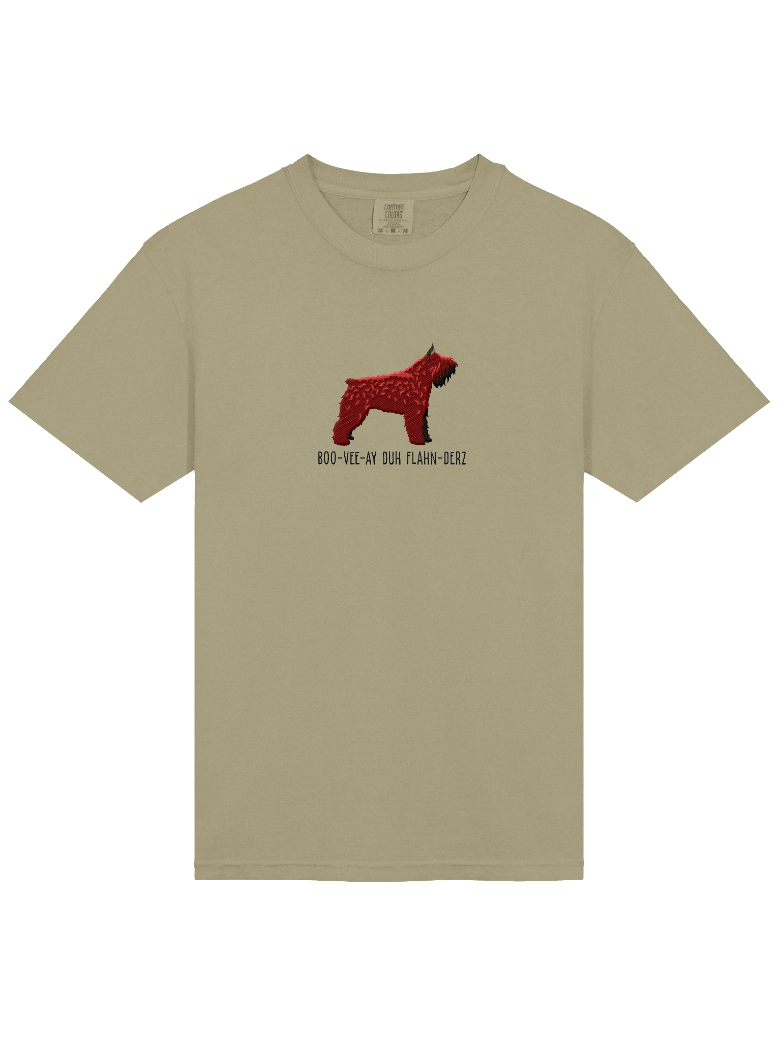 Boo-Vee-Ay Duh Flahn-Derz T-Shirt(Embroidered) of a Bouvier des Flandres(Red, Cropped Ears) product image (23)