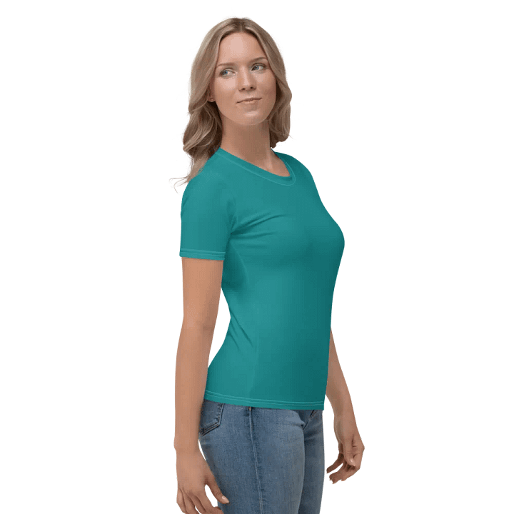 Plain Teal Green Light Summer Women's Crewneck Polyester Heavyweight Premium T-Shirt by Treasure Pie product image (2)