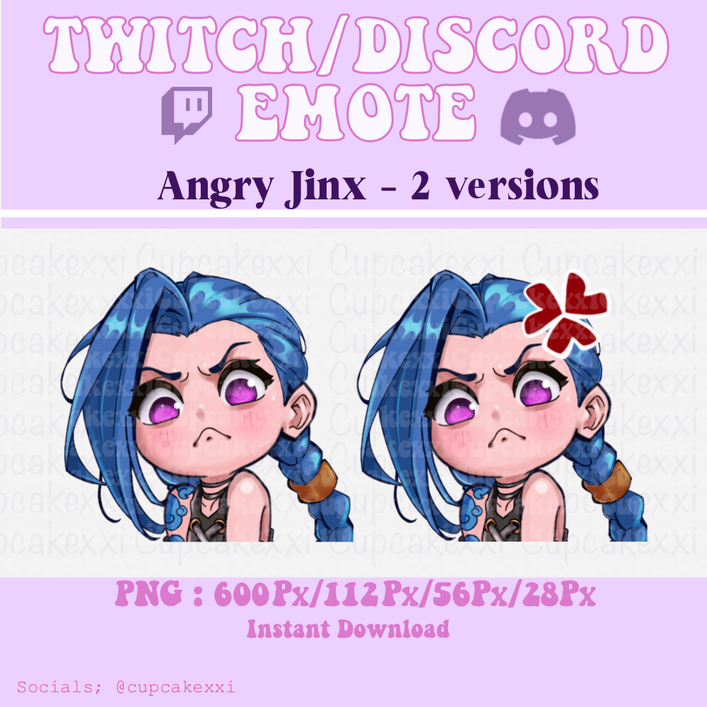 Jinx - LoL / Arcane - Twitch Emote (2 versions pack) product image (1)