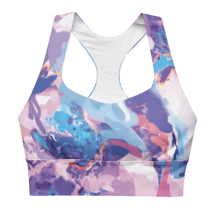 Hight Impact Sport Bra "Marble Effect Pastel Blue Purple Dreamy Waves" product image (1)