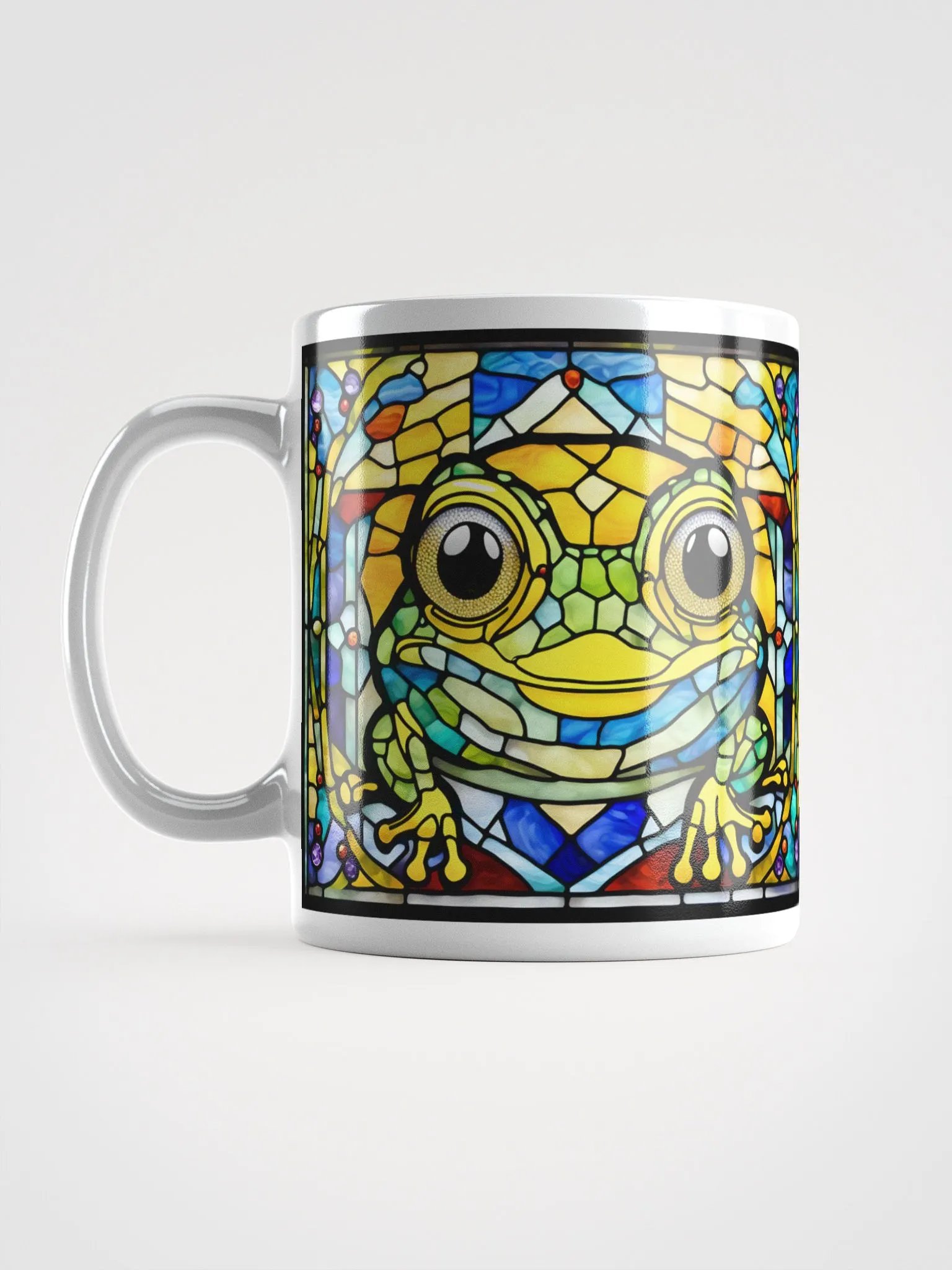 #002 Frolicking Yellow Frog Stained Glass Mug product image (6)