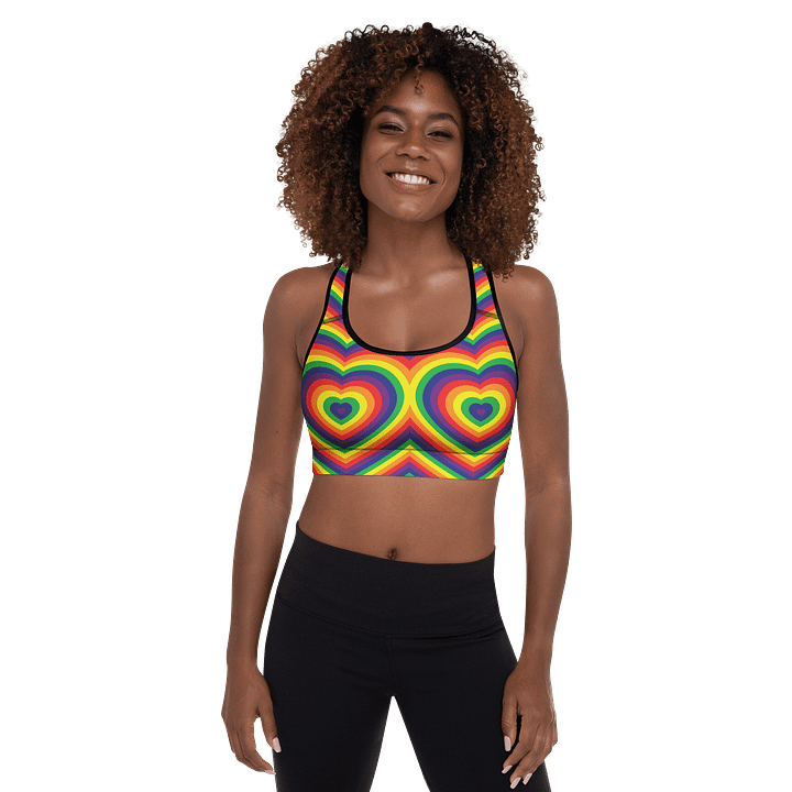 Rainbow Pride Hearts Padded Sports Bra product image (1)
