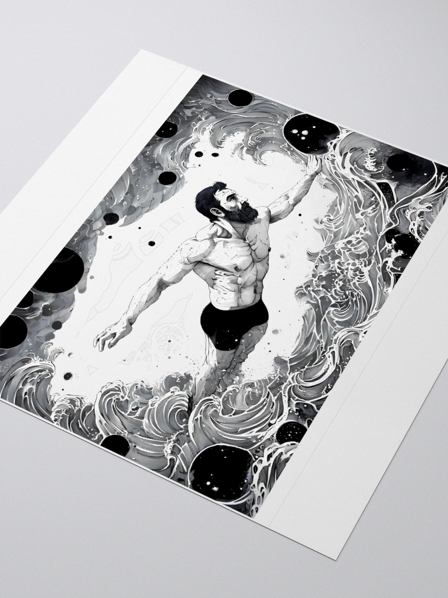 Monochrome Maritime Adventure: Black & White Waves Sticker product image (8)