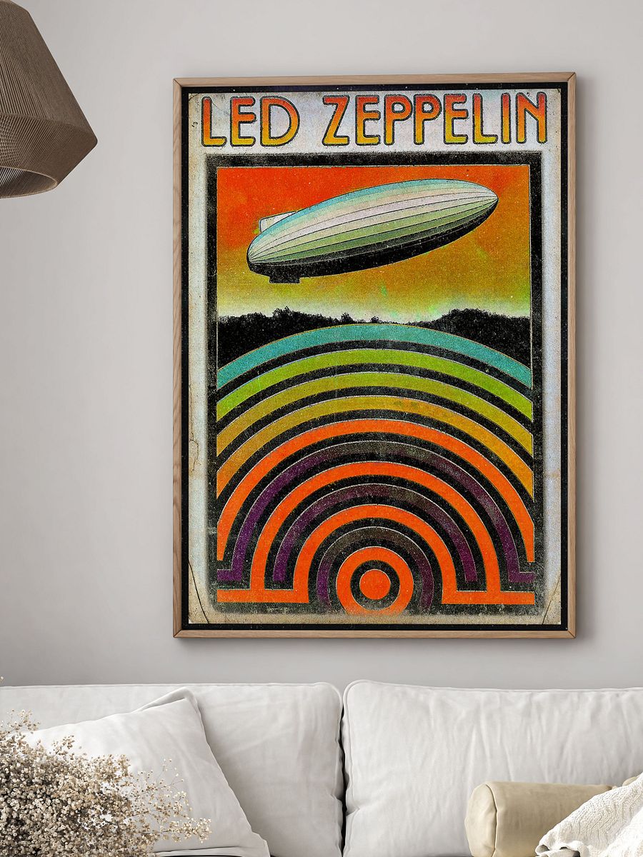 1970s Led Zeppelin Poster | Psychedelic Concert Rock Art Print Memorabilia | Iconic 70s Vintage Music Retro Wall Decor for Rock N Roll Fans product image (6)