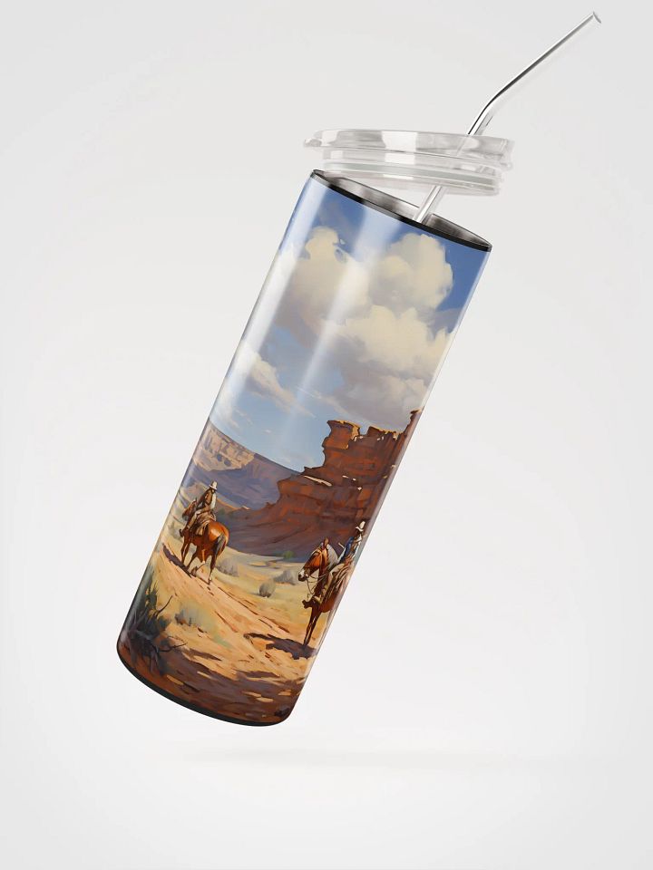 Southwest Cowboy Tumbler Desert Scene Skinny Tumbler with Straw, 20oz, Cowboy Decor, Southwest Art, Vintage Drinkware, Western Legends product image (4)