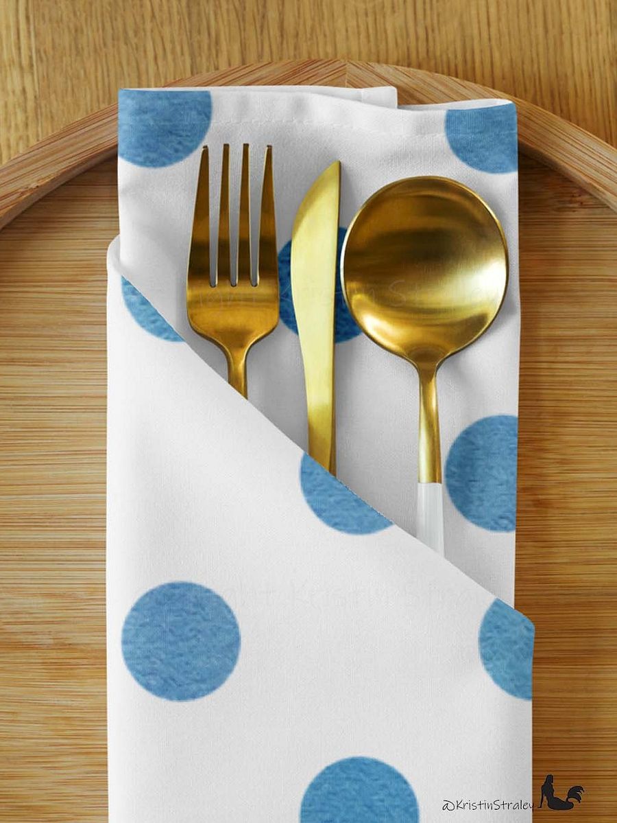 Blue Gingham Set on White Cloth Napkins Set of 4 product image (5)