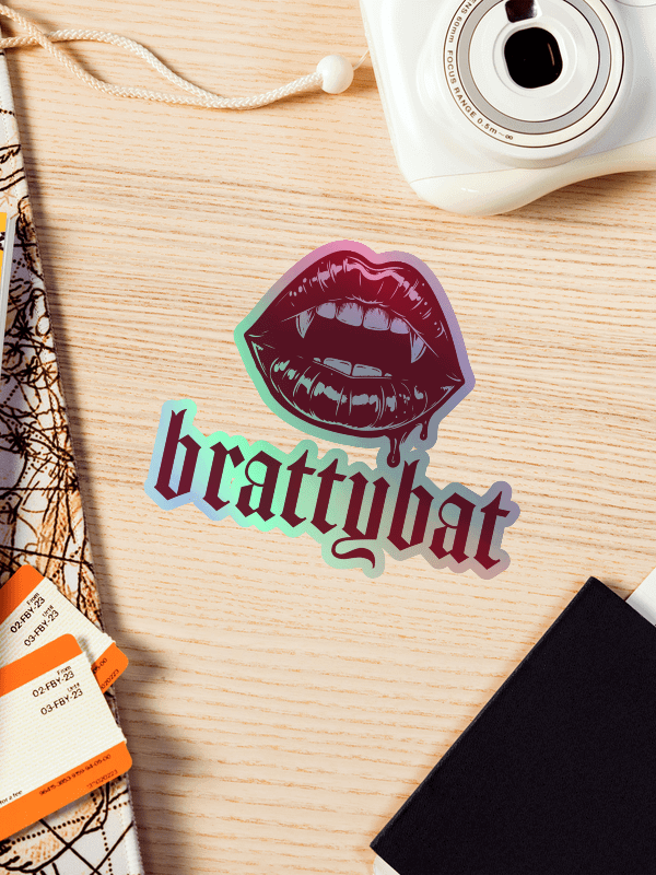 brattybat holographic logo sticker - red product image (4)