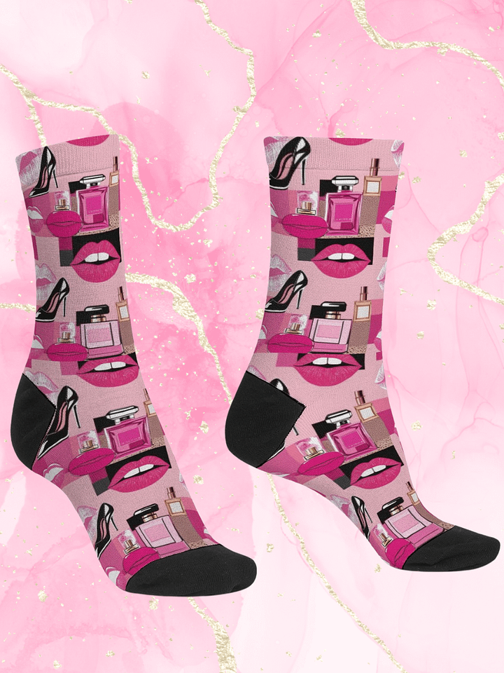 Chic Couture Pink & Black Crew Socks product image (2)