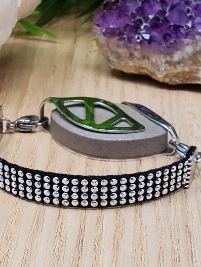 Rhinestone Stud Linen Bracelet | Handmade Accessory for Bellabeat Leaf Urban & Ivy product image (1)