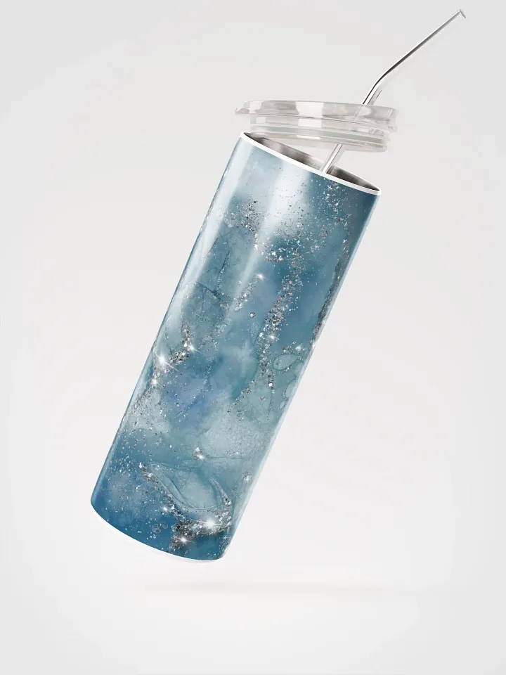 Blue and Silver Stainless Steel Tumbler | Eco-Friendly 20oz with Reusable Straw product image (2)