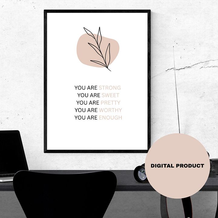 I Am Enough Self-Love Positive Affirmation Printable Wall Art product image (1)