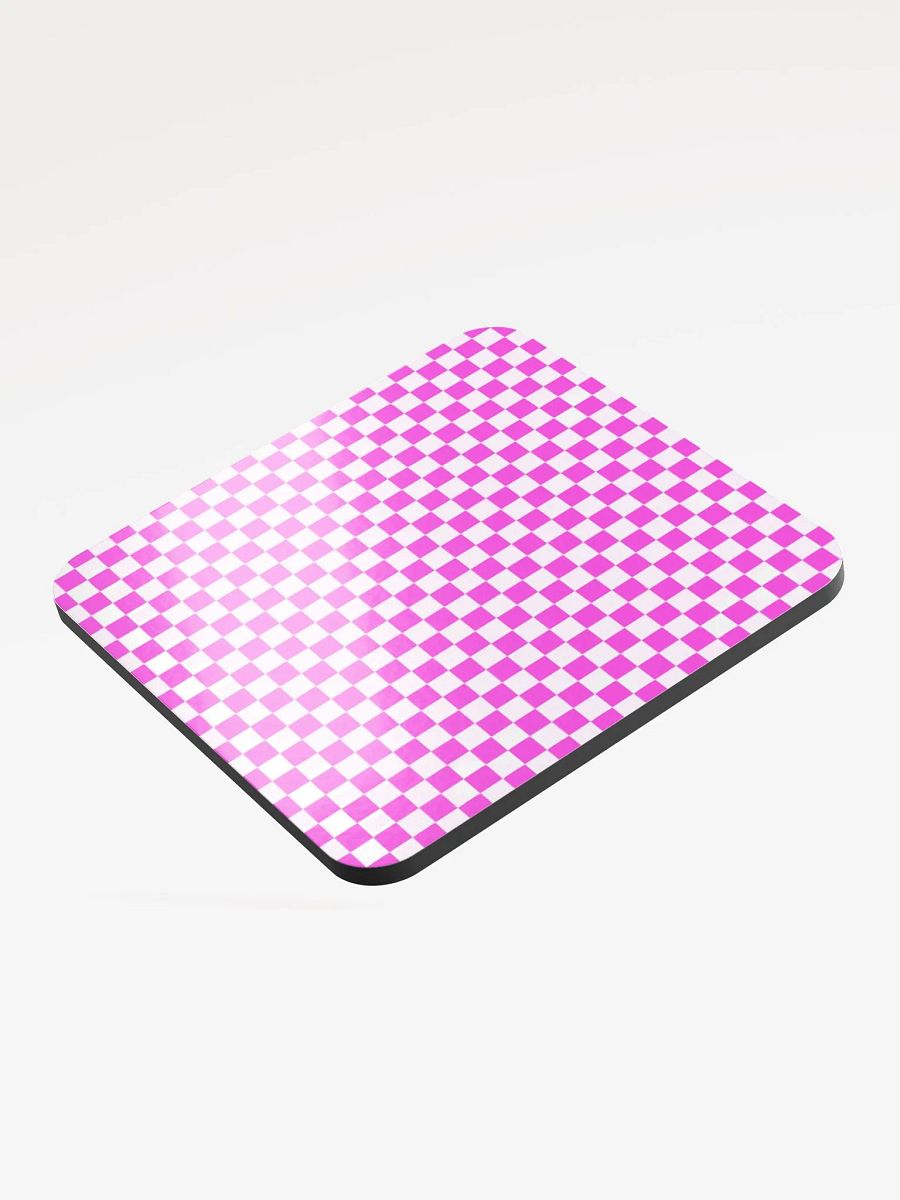 Checkers! Neon Pink and White Checkered Cork Coaster product image (3)