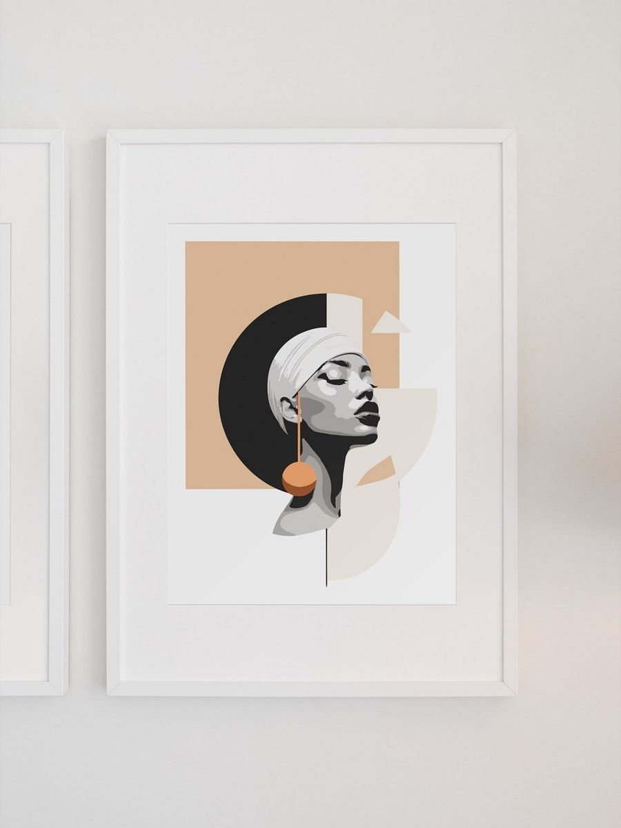 Elegant Minimalist Portrait Poster - Modern Abstract Woman Artwork with Geometric Shapes for Home Decor and Office Aesthetics product image (1)