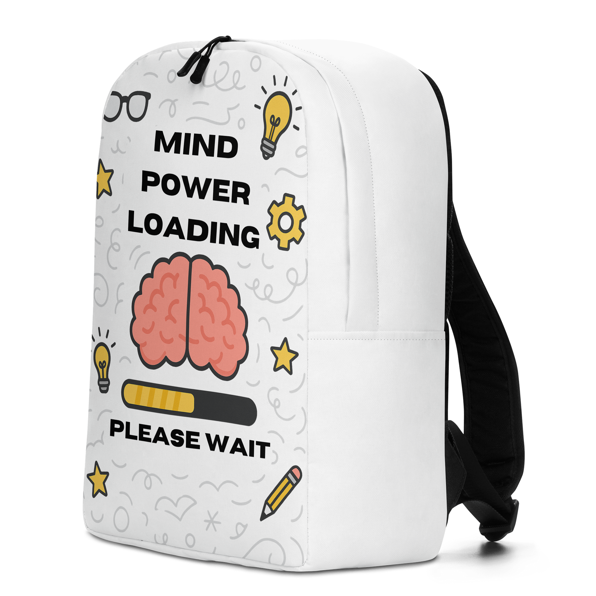 Mind Power Loading… Please Wait Backpack (White) product image (4)