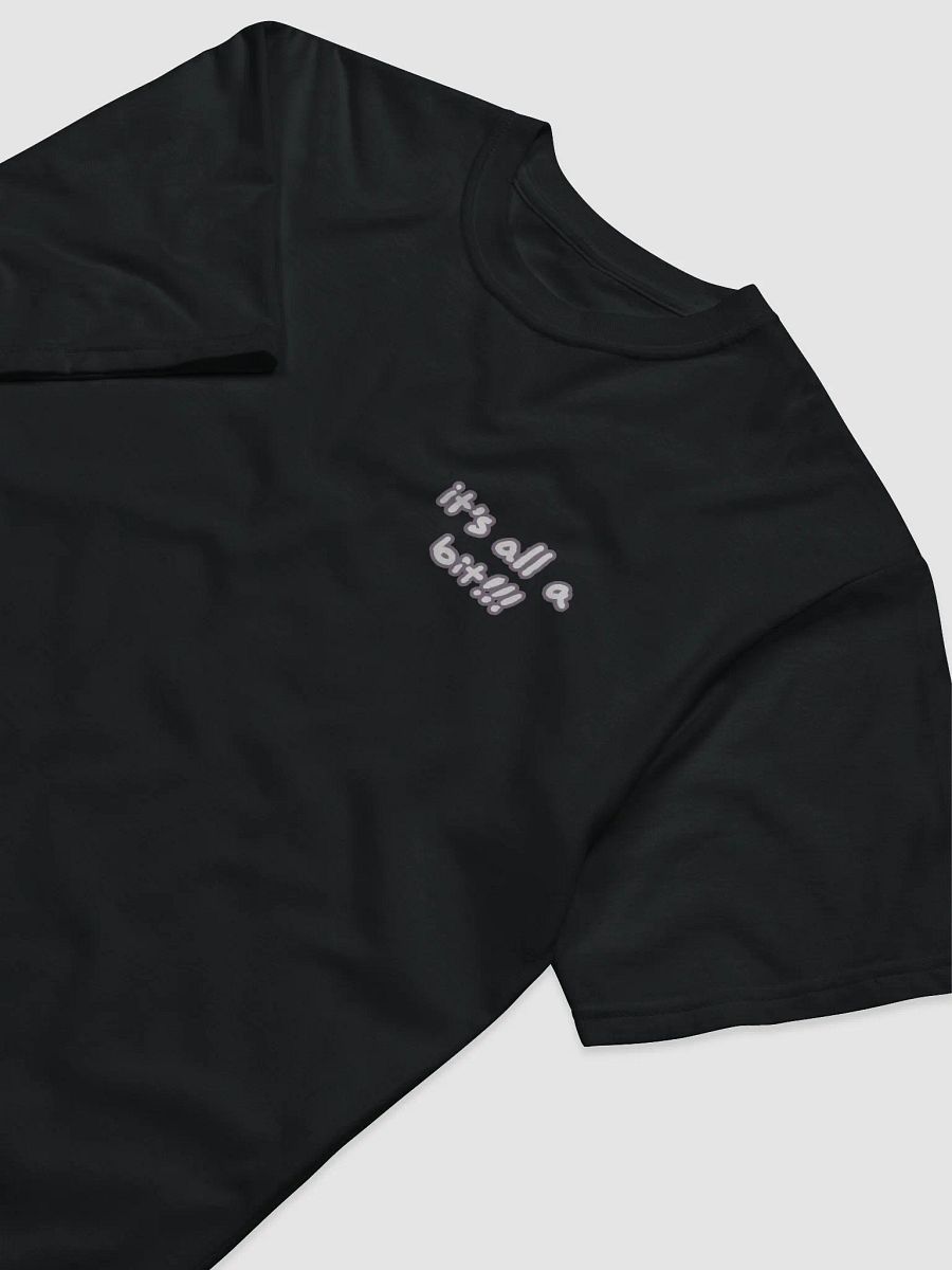 “It’s all a bit!!!” (sm. lined design, #8D778F) unisex eco tee product image (5)