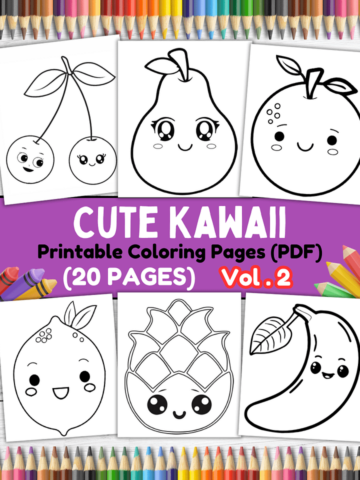 20 Cute Kawaii Coloring Pages#2 (PDF Coloring Pages) product image (1)