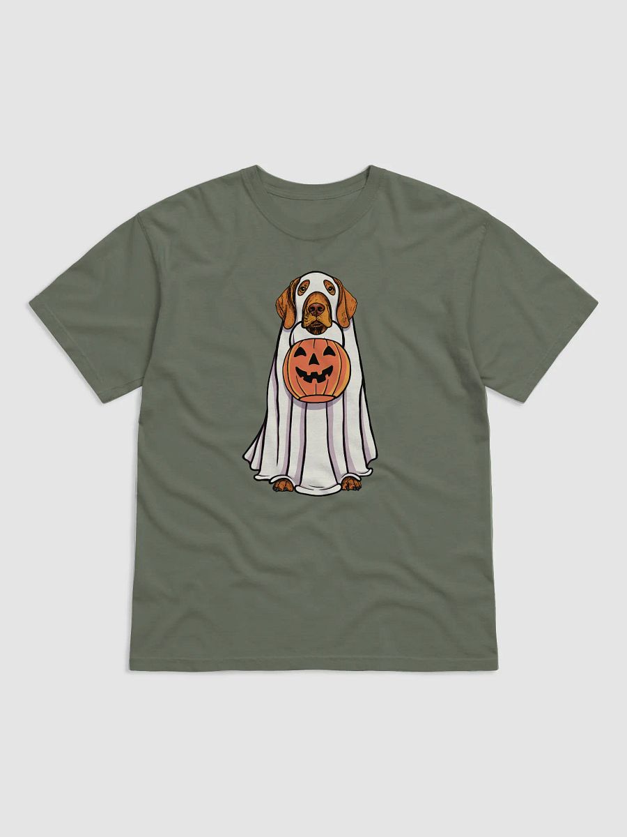 Funny Halloween Vizsla T-Shirt | Funny Vizsla Wearing a Ghost Costume and Holding a Pumpkin Basket product image (12)