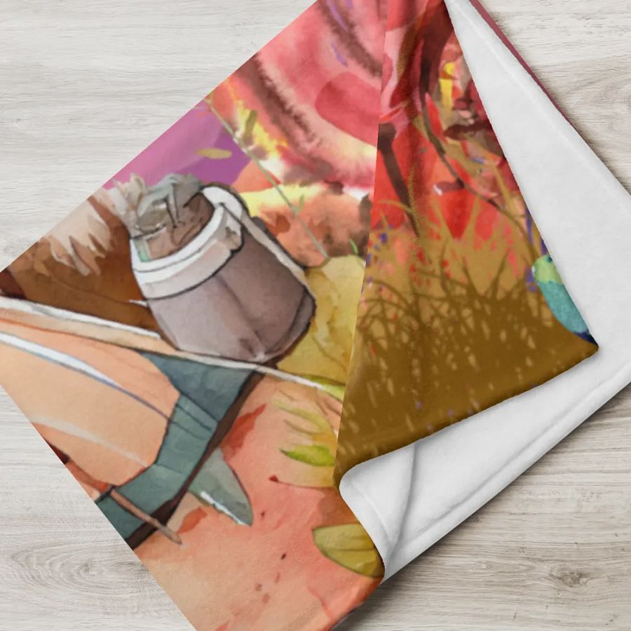 Camping Bear Throw Blanket | Cozy Jungle Campfire Scene | 2 Size Options product image (5)