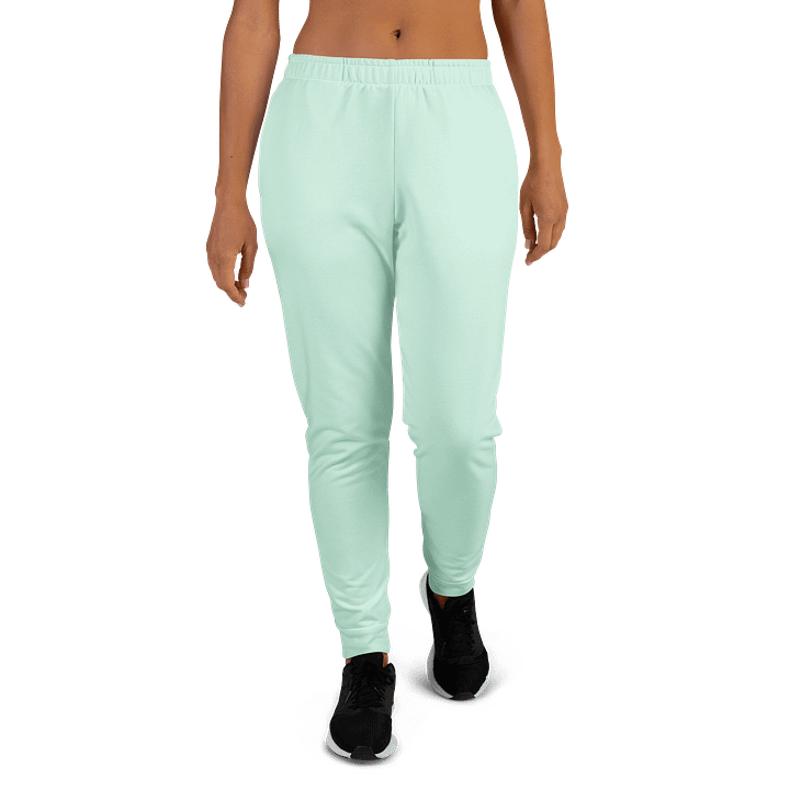 Light Jade Green Solid Color Women's Fleece Sweatpants product image (2)