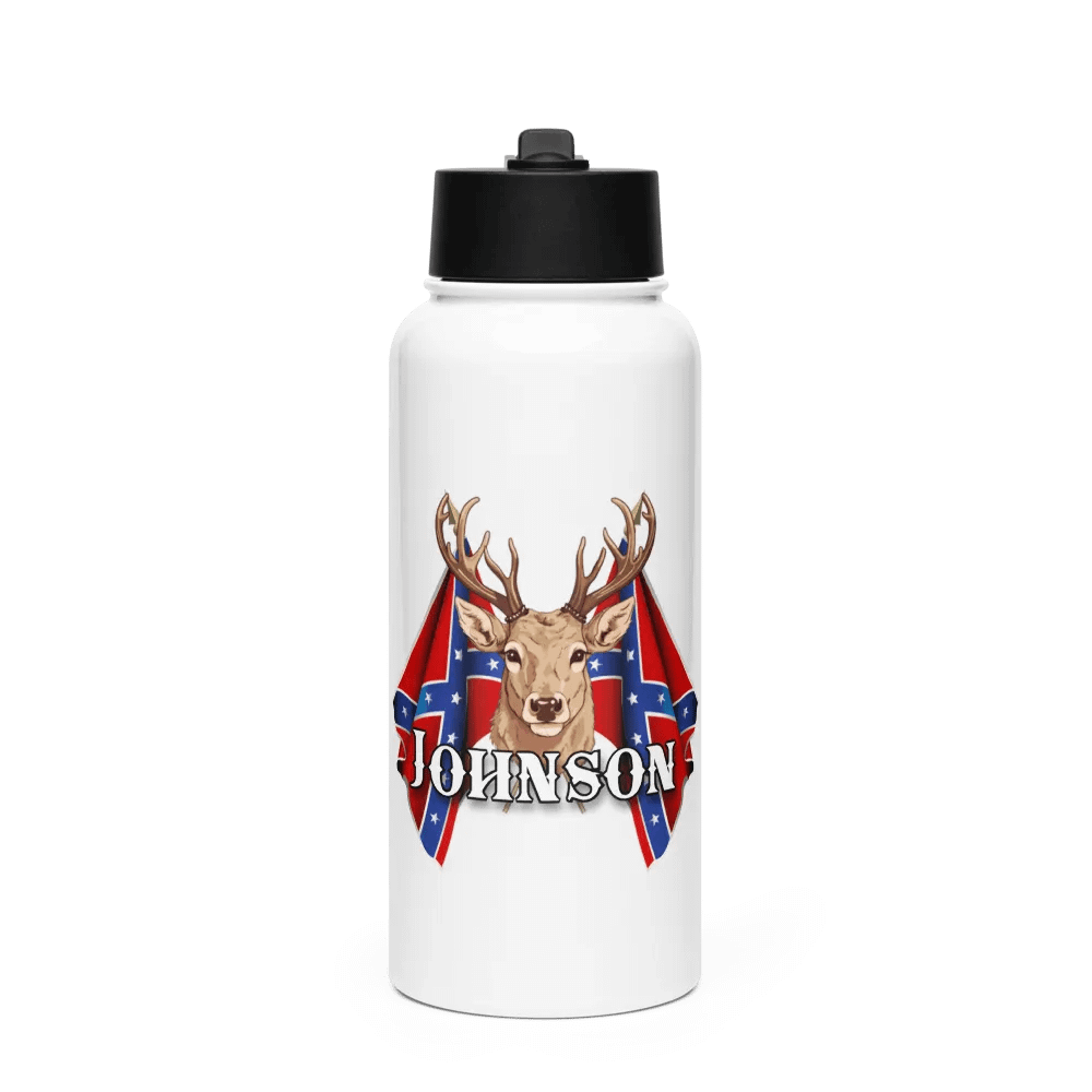 "Johnson" Last Name Rebel Redneck Deer - Stainless Steel Sports Water Bottle product image (1)