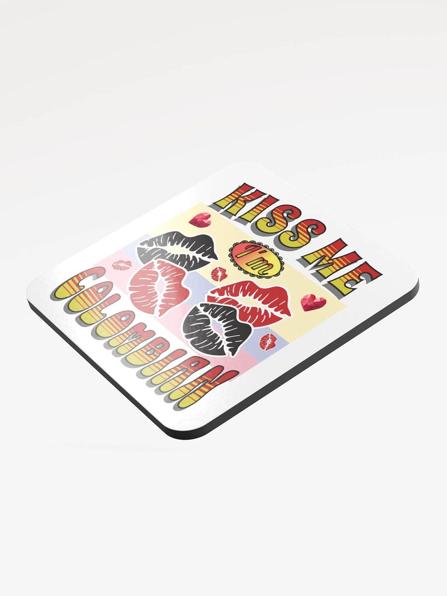 Kiss Me I'm Colombian Pride Glossed Cork Coaster product image (3)