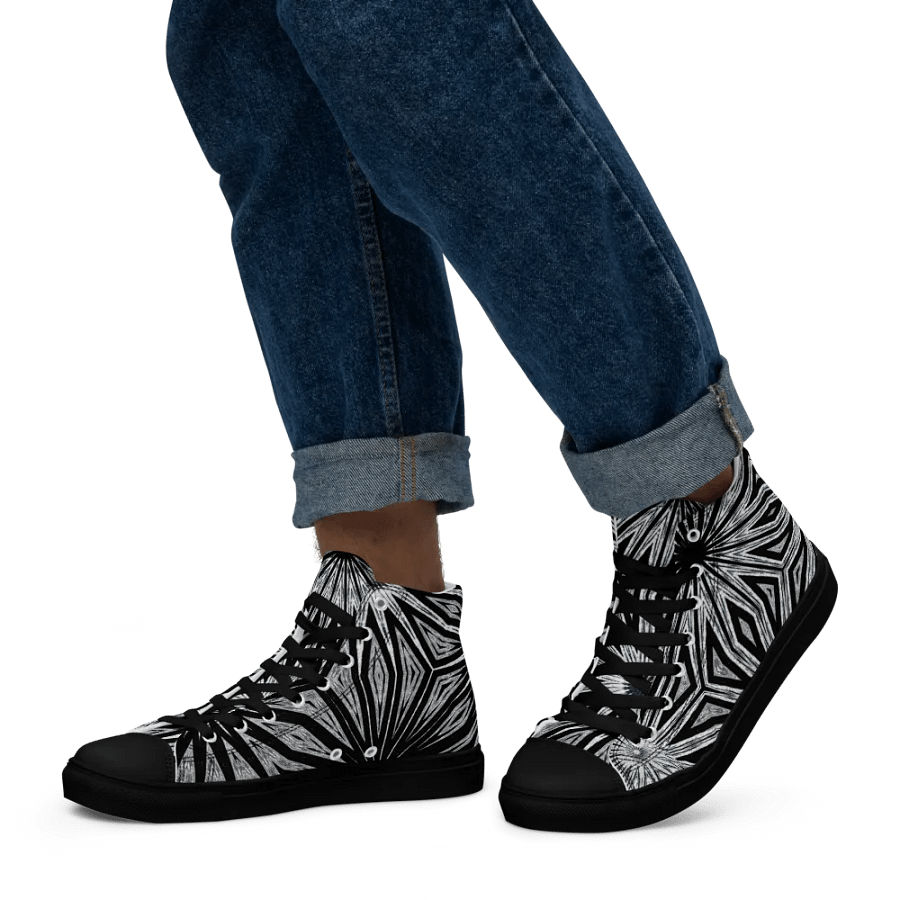 Abstract Dramatic Monochrome Circular Forms Men's Canvas High Top Shoes product image (8)