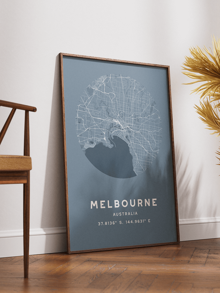 Melbourne Street Map Poster – Blue Minimalist Circular City Art product image (2)