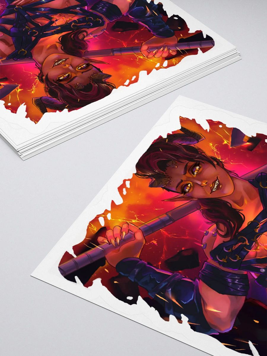 Fury of Avernus - Tiefling Barbarian Video Game Sticker - Art by CosmicChroma product image (12)