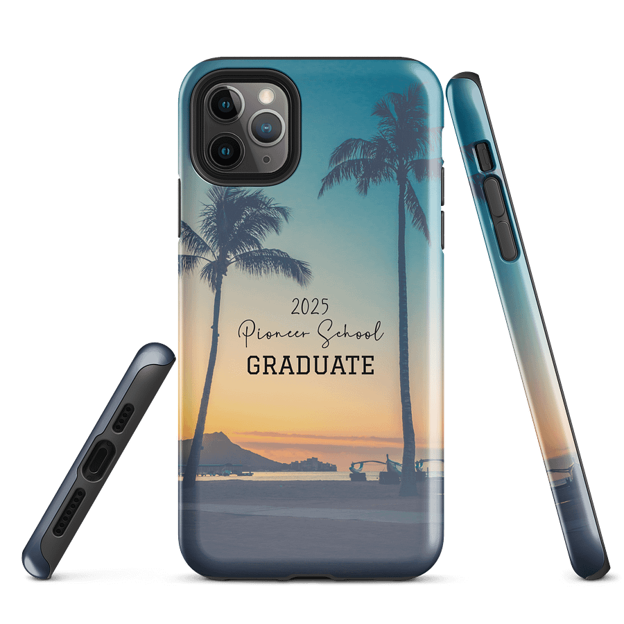 2025 Pioneer School Graduate iPhone Tough Case – Sunset Palm Design product image (1)