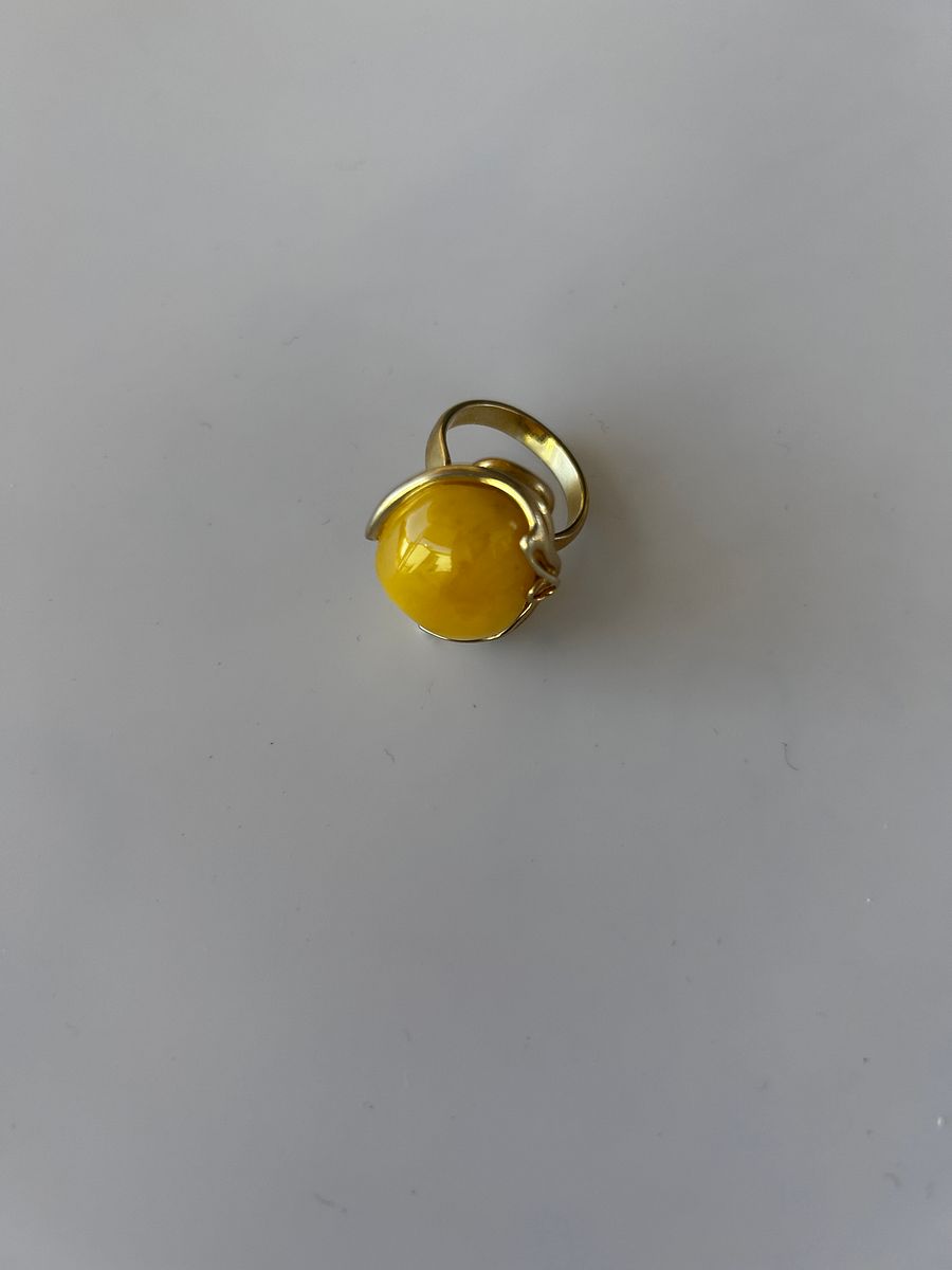 Baltic Egg Yolk Amber 925 Sterling Silver Adjustable Ring product image (1)