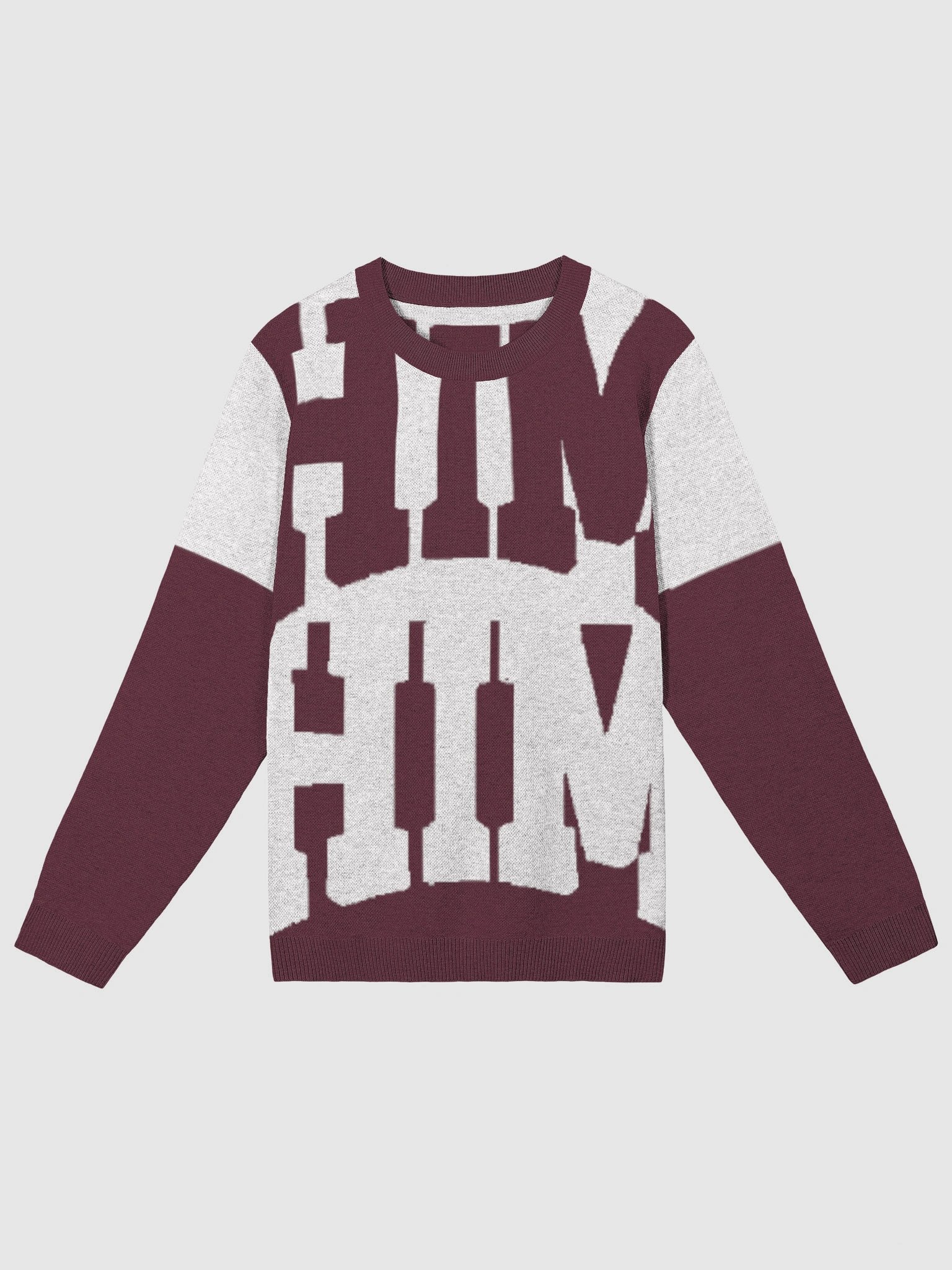 HIM Maroon Offset Knitted Crewneck Sweater product image (5)