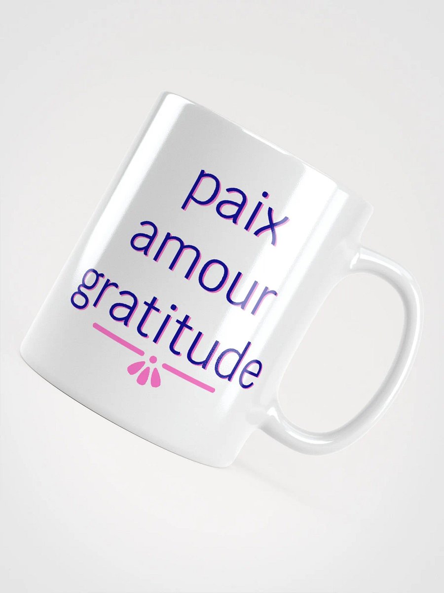 Paix Amour Gratitude Navy and Pink Ceramic Mug product image (8)