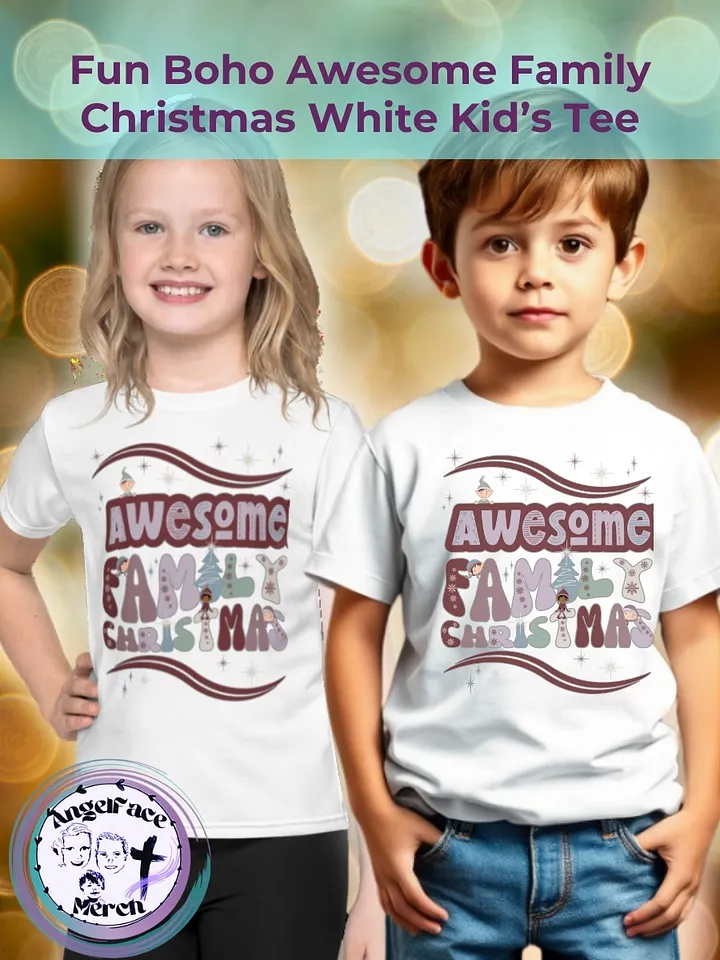 Fun Boho Awesome Family Christmas White Kid's Tee product image (1)