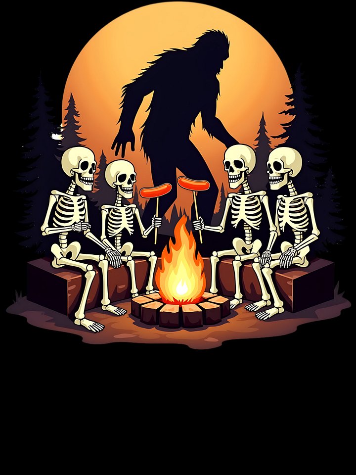 Bigfoot Campfire Skeletons Funny Cryptid Halloween Camping product image (1)